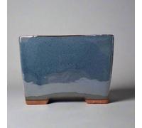 18Cm Glazed Cascade Bonsai Pot - Square - 18Cm X 18Cm X 13Cm - Blue