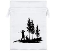 18cm 'Golfer Taking a Swing' Satin Drawstring Bag/Pouch (SB00114674)