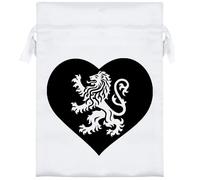18cm 'Heraldic Lion Within Heart' Satin Drawstring Bag/Pouch (SB00117710)