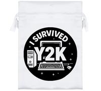 18cm 'I Survived Y2K' Satin Drawstring Bag/Pouch (SB00120050)
