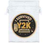18cm 'I Survived Y2K' Satin Drawstring Bag/Pouch (SB00120054)