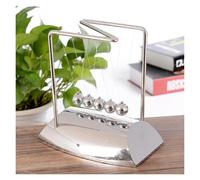 18cm Newton's Cradle, Steel Pendulum Balance Balls Desk Ornament, Metal & PVC Structure, Easy Assembly, Physics Educational Stress Relief Decor For Office, Classroom And Library