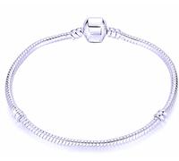 18cm Pandora Compatible Snake Chain Charm Bracelet Classic Plain Clasp - Silver Plated - Valentine Anniversary Jewellery Gifts Women Teens Mum