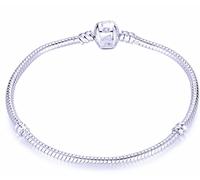 18cm Pandora Compatible Snake Chain Charm Bracelet with Love Clasp - Silver Plated Engraved - Christmas Proposal Gifts Fiancée Wife