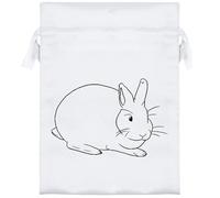 18cm 'Peace Bunny - Minimalist Rabbit Art' Satin Drawstring Bag/Pouch (SB00119786)