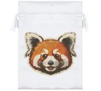 18cm 'Red Panda Portrait' Satin Drawstring Bag/Pouch (SB00117106)