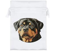 18cm 'Rottweiler Dog Portrait' Satin Drawstring Bag/Pouch (SB00119486)