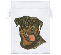 18cm 'Rottweiler Dog Portrait' Satin Drawstring Bag/Pouch (SB00123690)