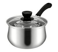 18cm Saucepan, Professional Stainless Steel Sauce pan with Glass Lid, Small Milk Cooking Pan for Home Kitchen Restaurant, Heatproof Handle - Induction & Ceramic Hob Compatible, Oven Safe