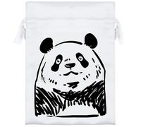 18cm 'Sketchy Panda Portrait' Satin Drawstring Bag/Pouch (SB00119366)