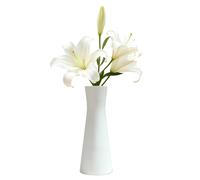 18CM Tall Conic Ceramic Bud Vase Small Single Stem Bud Vase Home Decorative Floral Centerpiece for Home Table Shelf Living Room Decor(White)