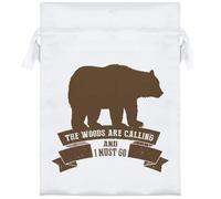 18cm 'The Woods Are Calling' Satin Drawstring Bag/Pouch (SB00116406)