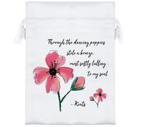 18cm 'Through The Dancing Poppies Stole A Breeze' Satin Drawstring Bag/Pouch (SB00119178)