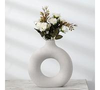 (18cm W x 19cm H) Nordic Style Ceramic Round Vase in White