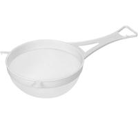 18cm Wide Nylon Mesh Plastic Strainer in White - White Mesh Kitchen Sifter Plastic Mesh Strainers Sieve with Handle Ideal for Draining, Straining, and Washing Dishwasher Safe.