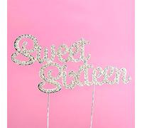 18cm x 9cm Sweet Sixteen Birthday Diamante Rhinestone Cake Topper Decoration