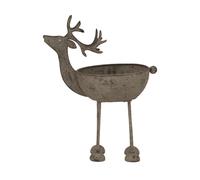 (18cm x 9cm x 14cm, White) Hill Interiors Metal Reindeer Bowl