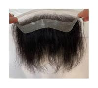 18cmx4cm Men Forehead Hairline Toupee HD Invisible Lace front Skin PU Back Man Hairpieces Frontal Hair Topper for Receding Replacement Systems Hairline Fine(Natural black)