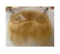 18cmx4cm Men Forehead Hairline Toupee HD Invisible Lace front Skin PU Back Man Hairpieces Frontal Hair Topper for Receding Replacement Systems(Light Ash Blonde)