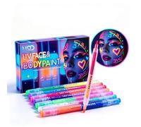 18Color Double-Ended UV Face Paint Pens, Neon Marker for Festival&Halloween | Dual-tip for fine outlining & large-area face and body painting