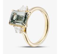 18ct Gold Certified 3.82ct Green Emerald Cut Lab Grown Diamond Trilogy Ring PO6877-3SEC07 M