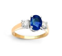 18ct Gold Diamond Blue Sapphire Trilogy Engagement Ring 8mm - 18R567 Jewelco London Gold W