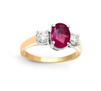18ct Gold Diamond Red Ruby Trilogy Engagement Ring 8mm - 18R568 Jewelco London Gold W