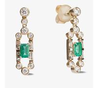 18ct Gold Gatsby Baguette-cut Emerald and Round Diamond Dropper Earrings LG194/EB-PR(EM)