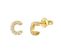 18ct gold plated CZ initial stud earrings C letter earrings