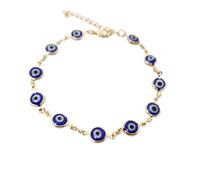 18ct Gold Plated Evil Eye Charm Bracelet Harfi Gold 7 inches