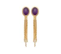 18ct Gold Plated Genuine Purple Amethyst Earrings Harfi Gold One Size