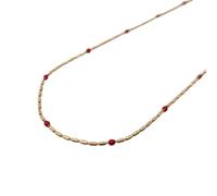 18ct Gold Plated Minimalist Rouge Beaded Necklace Harfi Gold 16 inches