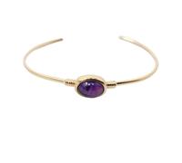 18ct Gold Plated Purple Amethyst Bangle Harfi Gold 7 inches