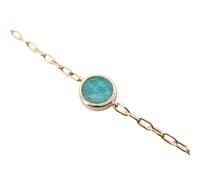 18ct Gold Plated Round Amazonite Bracelet Harfi Gold 7 inches