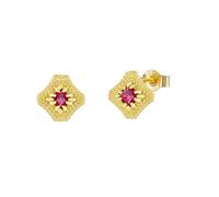 18ct Gold Plated Sterling Silver Elegant Ruby Cubic Zirconia Stud Earrings