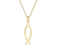 18ct gold plated sterling silver ichthys fish pendant - 18 Inches