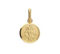 18ct Gold Plated Sterling Silver St Christopher Round Pendant - Patron Saint of Travelers, Protective Medallion Necklace Charm