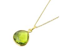 18ct Gold Vermeil Peridot August Birthstone Shiny Glow Necklace Harfi Gold 18 inches