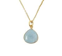 18ct Gold Vermeil Plated Aquamarine March Birthstone Necklace Harfi Gold 18 inches