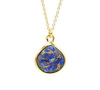 18ct Gold Vermeil Plated Lapis Lazuli Gemstone Crystal Necklace Harfi Gold 18 inches