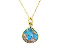 18ct Gold Vermeil Plated Opal & Turquoise Necklace Harfi Gold 18 inches