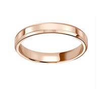 18ct Rose Gold 3mm Flat Top Bevelled Edge Wedding Ring - Ring Size O