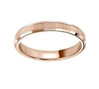 18ct Rose Gold 3mm Flat Top Matt Double Bevelled Edge Wedding Ring - Ring Size M