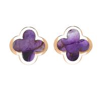 18ct Rose Gold Blue John bloom Four Leaf Clover Stud Earrings BLM-547