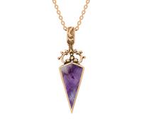 18ct Rose Gold Blue John Mother Of Pearl Double Sided Scroll Dagger Fob Necklace - Rose Gold FBS-2024