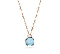 18ct Rose Gold Nudo Sky Blue Topaz & 0.02ct Diamond Pendant Necklace