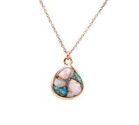 18ct Rose Gold Vermeil Opal And Turquoise Necklace Harfi Gold 18 inches