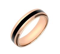 18ct Rose Gold Whitby Jet 2mm Stone Inlaid Wedding Band Ring - Option1 Value Rose Gold 00133035