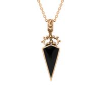 18ct Rose Gold Whitby Jet Blue John Double Sided Scroll Dagger Fob Necklace - Rose Gold FBS-2022
