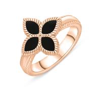 18ct Rose Gold Whitby Jet Eden Marquise Flower Ring - T EDN-207/T